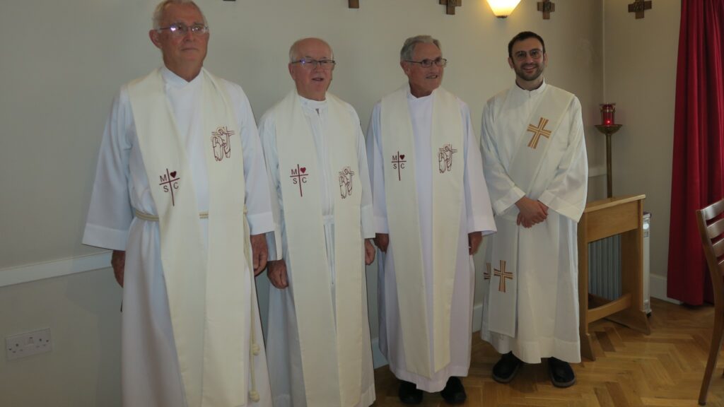 The old and the new, together in harmony: MSC Jubilarians celebrating 50 years, with Br Giacomo Gelardi MSC (far right), who is preparing for his ordination to the priesthood in November,