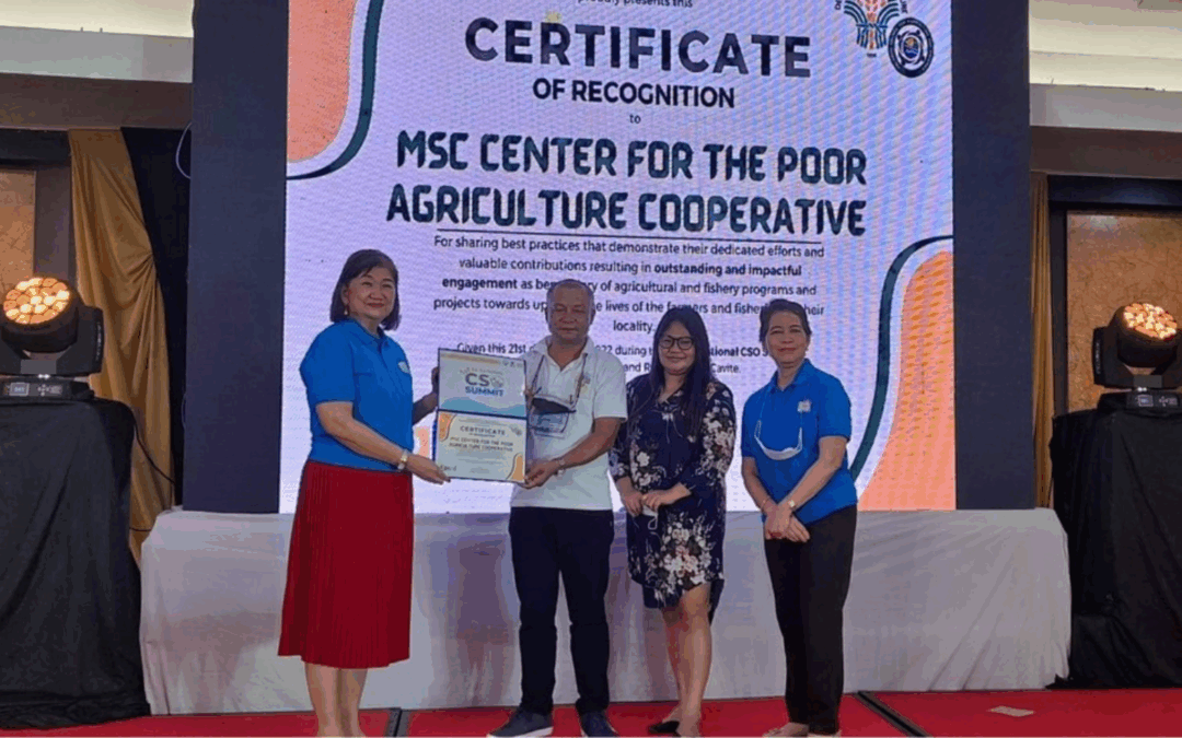 Award for MSC Centre for the Poor Agriculture Cooperative in the Philippines.